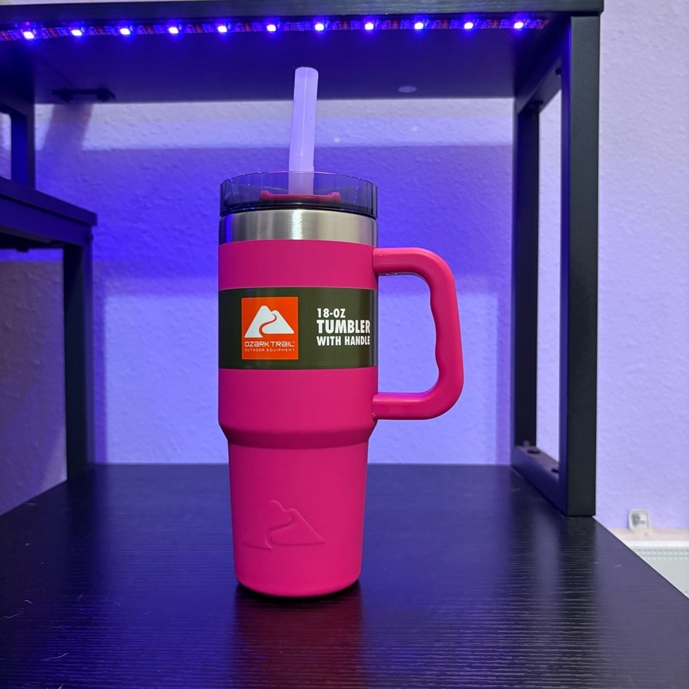 18 oz Ozark Trail Pink Tumbler with Handle